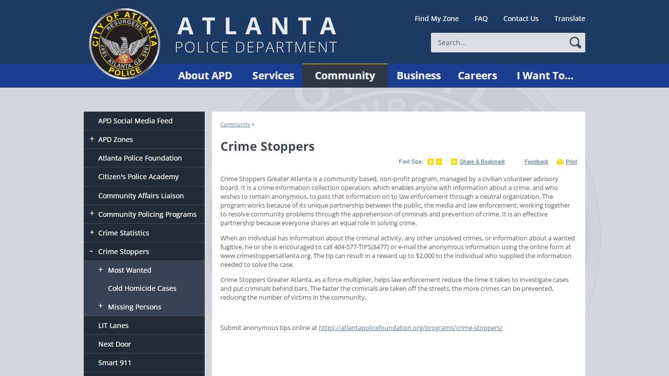 Crime Stoppers | Atlanta Police Department